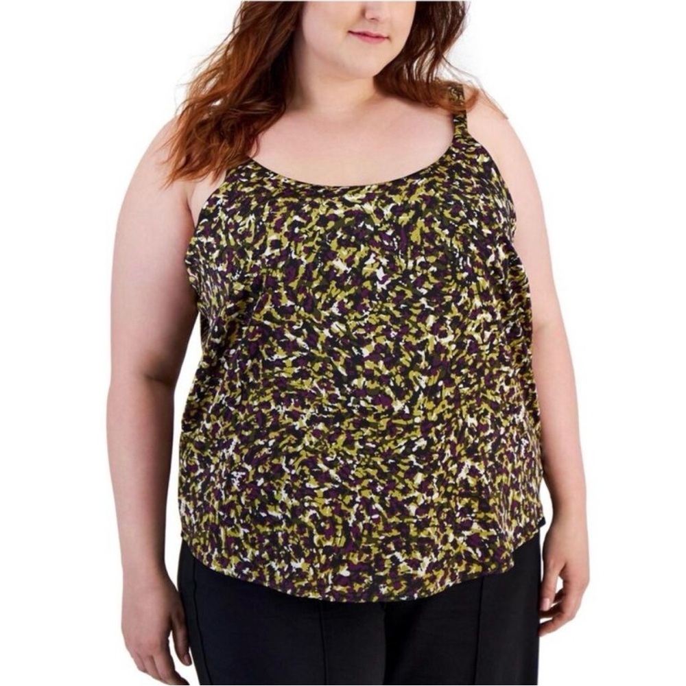 Bar III Plus 2X Floral Tank Top NWT Lined‎ Scoop Neck Blouse
